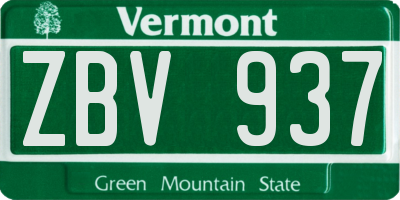 VT license plate ZBV937