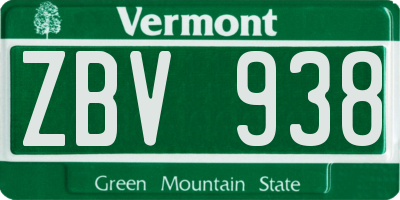 VT license plate ZBV938