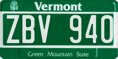 VT license plate ZBV940