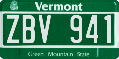 VT license plate ZBV941