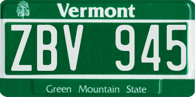VT license plate ZBV945