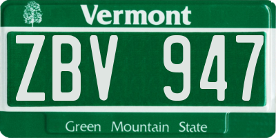 VT license plate ZBV947