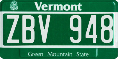 VT license plate ZBV948