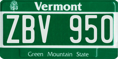 VT license plate ZBV950