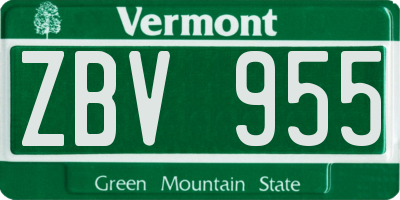 VT license plate ZBV955