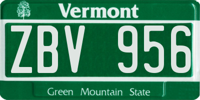 VT license plate ZBV956