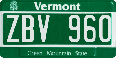 VT license plate ZBV960