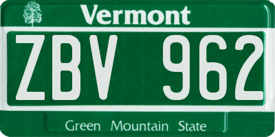 VT license plate ZBV962
