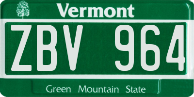 VT license plate ZBV964