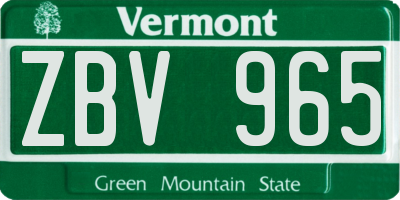 VT license plate ZBV965
