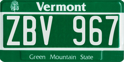 VT license plate ZBV967