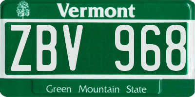 VT license plate ZBV968