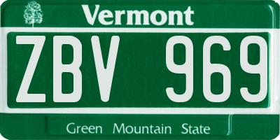 VT license plate ZBV969
