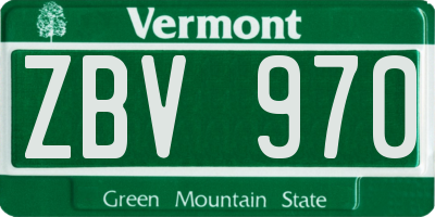 VT license plate ZBV970