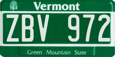 VT license plate ZBV972