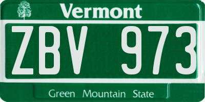 VT license plate ZBV973
