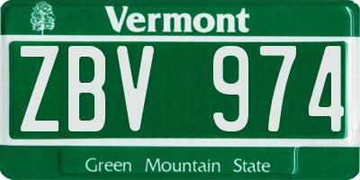 VT license plate ZBV974
