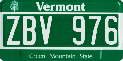 VT license plate ZBV976