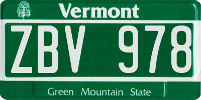 VT license plate ZBV978