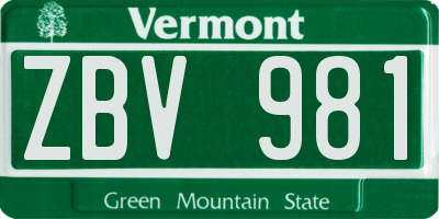 VT license plate ZBV981