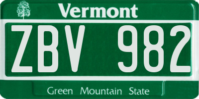 VT license plate ZBV982