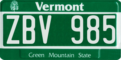 VT license plate ZBV985
