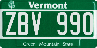 VT license plate ZBV990