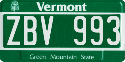 VT license plate ZBV993