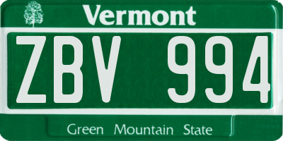 VT license plate ZBV994