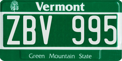 VT license plate ZBV995