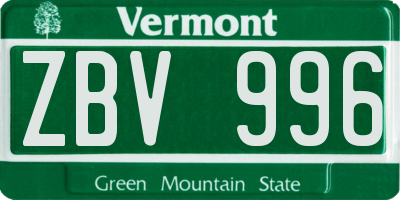 VT license plate ZBV996