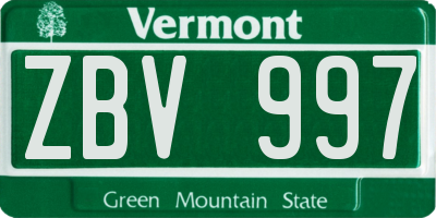 VT license plate ZBV997