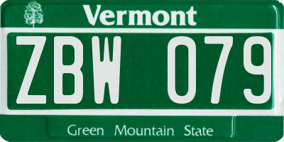 VT license plate ZBW079