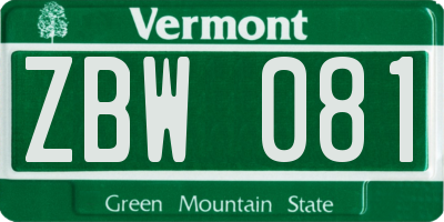 VT license plate ZBW081