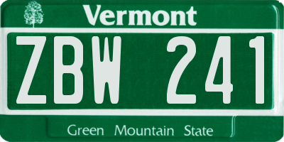 VT license plate ZBW241