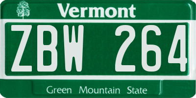 VT license plate ZBW264