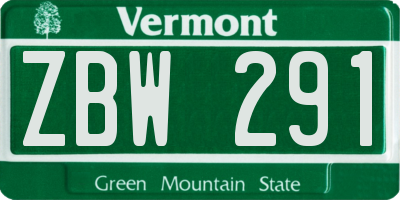 VT license plate ZBW291