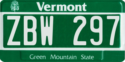 VT license plate ZBW297