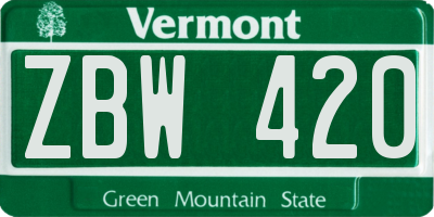 VT license plate ZBW420