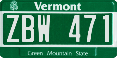 VT license plate ZBW471