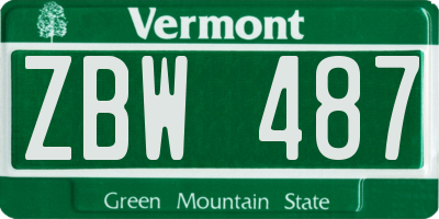 VT license plate ZBW487