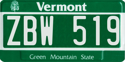 VT license plate ZBW519