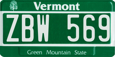 VT license plate ZBW569