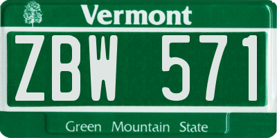 VT license plate ZBW571