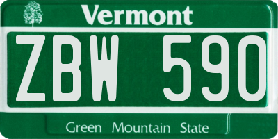 VT license plate ZBW590