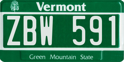VT license plate ZBW591
