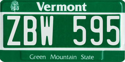 VT license plate ZBW595