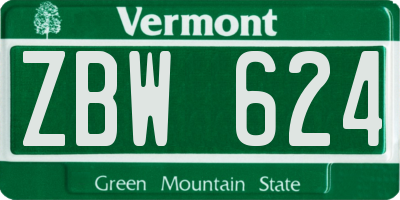 VT license plate ZBW624