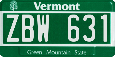 VT license plate ZBW631