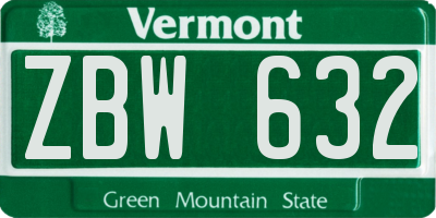 VT license plate ZBW632